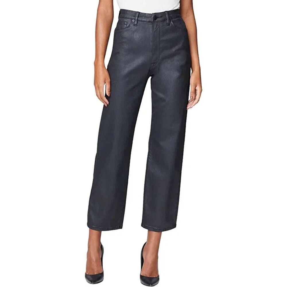 BLANKNYC Womens Black Baxter Ribcage Straight Leg Coated Jeans Size 29